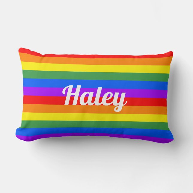 Rainbow Stripes Individuelle Name Kissen (Vorderseite)