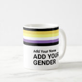 Rainbow Stripes LGBT Name Pronouns Nicht binäre Fl Kaffeetasse (VorderseiteRechts)