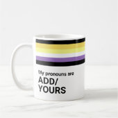 Rainbow Stripes LGBT Name Pronouns Nicht binäre Fl Kaffeetasse (Links)
