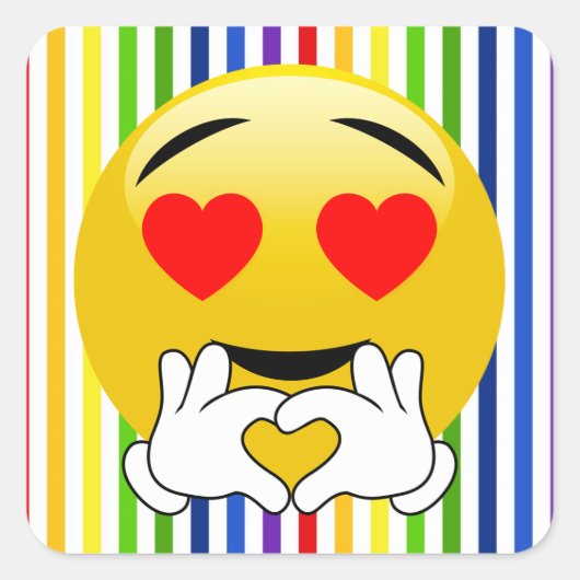 Rainbow Stripes Liebe Heart Eye Emoji Stickers (Vorderseite)