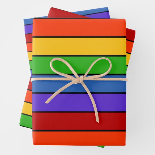 Rainbow Stripes Lines Geschenkpapier Set (Beispiel)