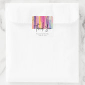 Rainbow Stripes mit Imitate Gold Glitzer Hochzeit Quadratischer Aufkleber (Tasche)