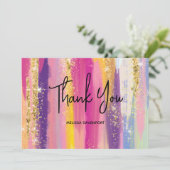 Rainbow Stripes mit Imitate Gold Glitzer Vielen Da Dankeskarte (Stehend Vorderseite)