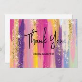 Rainbow Stripes mit Imitate Gold Glitzer Vielen Da Dankeskarte (Vorne/Hinten)