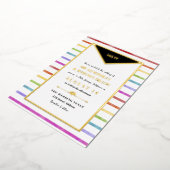 Rainbow Stripes Monogramm 2 in 1 Hochzeit Folieneinladung (Gedreht)