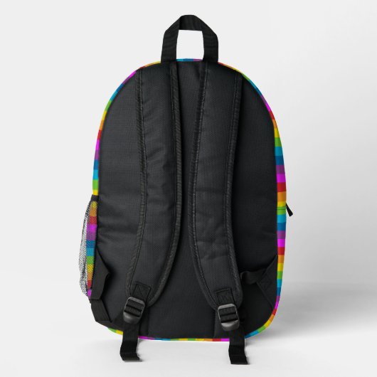 Rainbow Stripes Muster Bedruckter Rucksack (Rückseite)
