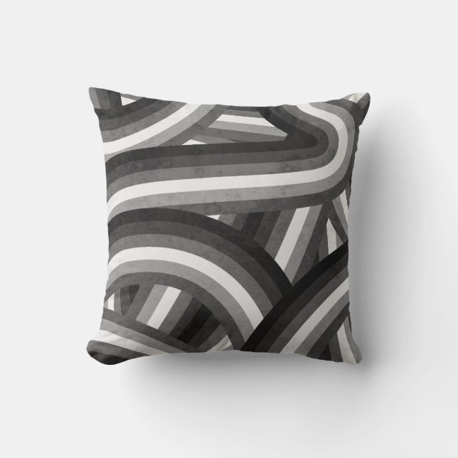 Rainbow Stripes Muster schwarz/grau Kissen (Vorderseite)