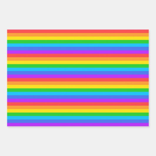 Rainbow Stripes Papierblätter Geschenkpapier Set (Vorderseite)