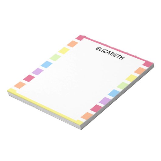 Rainbow Stripes Pastellname | Personalisieren Notizblock (Rotiert)