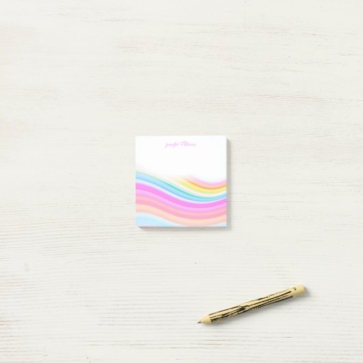 Rainbow Stripes Pattern Pink Custom Post-it Klebezettel (Auf Schreibtisch)