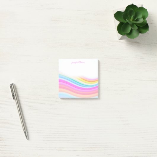 Rainbow Stripes Pattern Pink Custom Post-it Klebezettel (Büro)