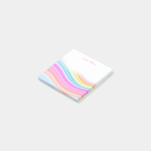 Rainbow Stripes Pattern Pink Custom Post-it Klebezettel (angewinkelt)