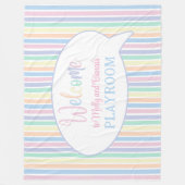 Rainbow Stripes personalisierter Kinderspielraum Fleecedecke (Vorderseite)