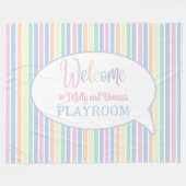 Rainbow Stripes personalisierter Kinderspielraum Fleecedecke (Vorderseite (Horizontal))