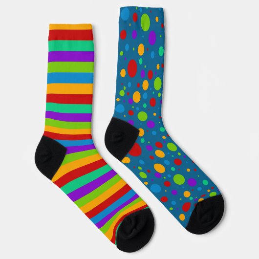 Rainbow Stripes Polka Dot Socken (Rechts)