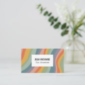 Rainbow Stripes QR Code Social Media Chic Visitenkarte (Stehend Vorderseite)