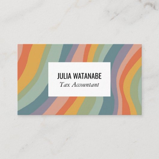 Rainbow Stripes QR Code Social Media Chic Visitenkarte (Vorderseite)