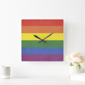 Rainbow stripes quadratische wanduhr (Zuhause)