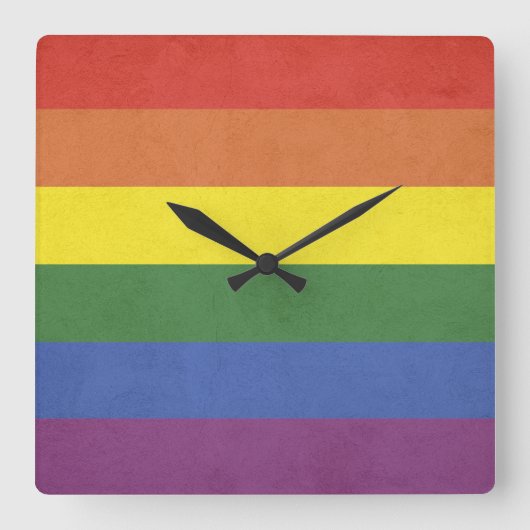 Rainbow stripes quadratische wanduhr (Vorderseite)