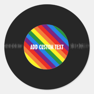 Rainbow Stripes Retro Vinyl Record Custom Music Runder Aufkleber