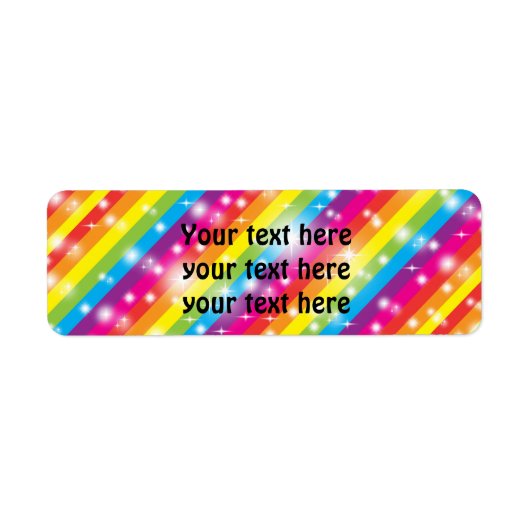 Rainbow Stripes Sparkle Glitzer Address Labels (Vorne)