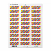 Rainbow Stripes Sparkle Glitzer Address Labels (Vorne)