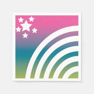 Rainbow Stripes Stars Einhorniges Party Serviette