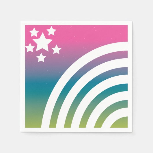 Rainbow Stripes Stars Einhorniges Party Serviette (Vorderseite)