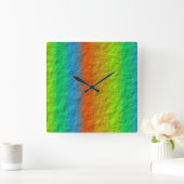 RAINBOW STRIPES TEXTURE QUADRATISCHE WANDUHR (Zuhause)