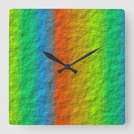 RAINBOW STRIPES TEXTURE QUADRATISCHE WANDUHR (Vorderseite)
