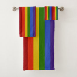 Rainbow Stripes Vertikales Badetuch Set