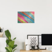 Rainbow Strips Abstraktes Watercolor Art Poster (Heimbüro)