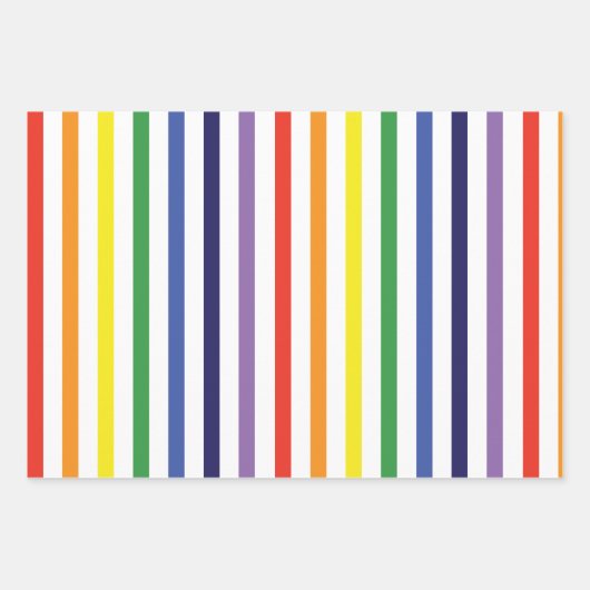 Rainbow Strips und Blue Diagonals Wrapping Paper Geschenkpapier Set (Vorderseite)