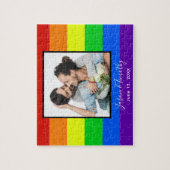 Rainbow Stripte LGBTQ Paare Foto Jubiläum Puzzle (Vertikal)