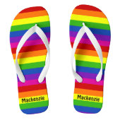 Rainbow Stripter Monogramm Niedlicher Gay Pride Badesandalen (Fußbett)