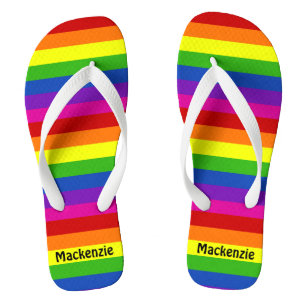 Rainbow Stripter Monogramm Niedlicher Gay Pride Badesandalen