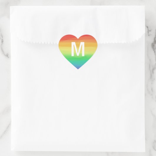 Rainbow Strokes Monogram Herz-Aufkleber (Tasche)