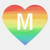 Rainbow Strokes Monogram Herz-Aufkleber (Vorderseite)