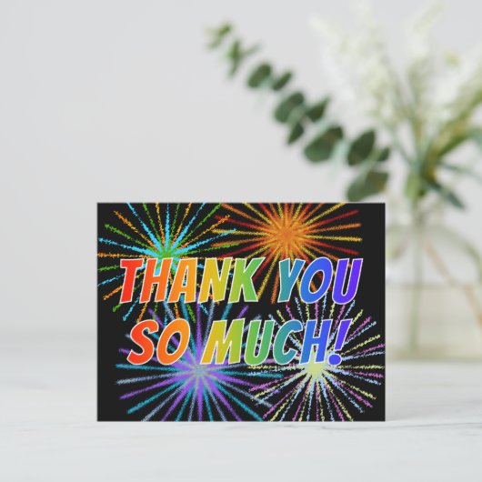 Rainbow Style "DANKE DICH SO VIEL!", Feuerwerke au Postkarte (Stehend Vorderseite)