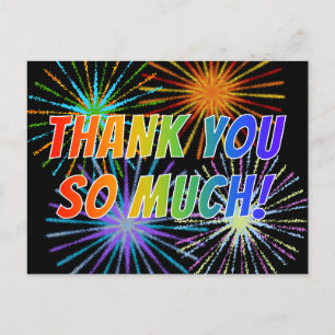 Rainbow Style "THANK YOU SO MUCH!", Fireworks Look Postkarte