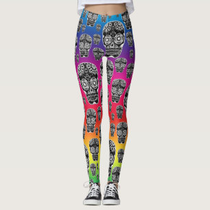 Rainbow Sugar Skull Leggings