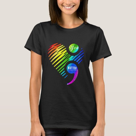 Rainbow Suicide Prevention Awareness Heart T-Shirt (Vorderseite)