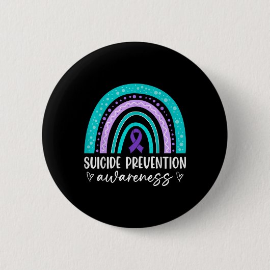 Rainbow Suicide Prevention Awareness Teal Amp Pu  Button (Vorderseite)