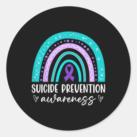 Rainbow Suicide Prevention Awareness Teal Amp Pu  Runder Aufkleber (Vorderseite)