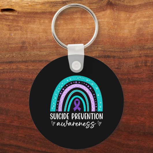 Rainbow Suicide Prevention Awareness Teal Amp Pu  Schlüsselanhänger (Vorderseite)