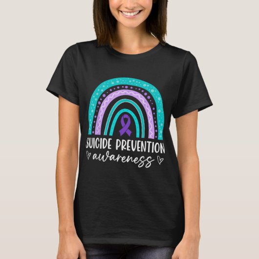 Rainbow Suicide Prevention Awareness Teal Amp Pu T-Shirt (Vorderseite)