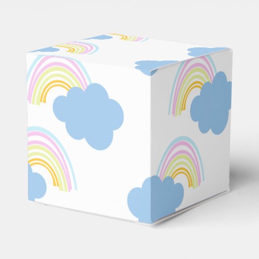 Rainbow Summer Clouds Pastel Scribble Doodle Geschenkschachtel (Rückseite)