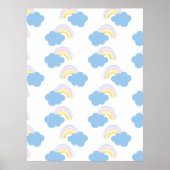 Rainbow Summer Clouds Pastel Scribble Doodle Poster (Vorne)