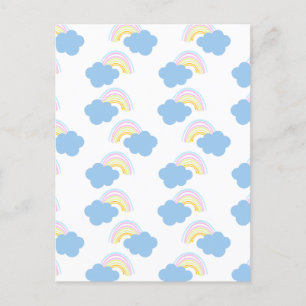 Rainbow Summer Clouds Pastel Scribble Doodle Postkarte