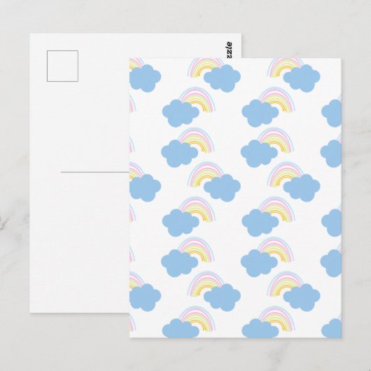 Rainbow Summer Clouds Pastel Scribble Doodle Postkarte (Vorne/Hinten)